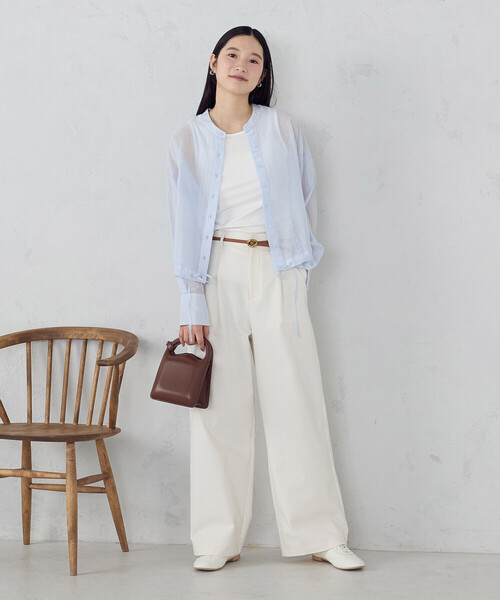COMME CA ISM(コムサイズム)の「【セットアイテム】シアーシャツ+タンクトップ(Tシャツ/カットソー・レディース・ホワイト/チャコール/サックスブルー・LARGE/MEDIUM)」の11枚目の写真