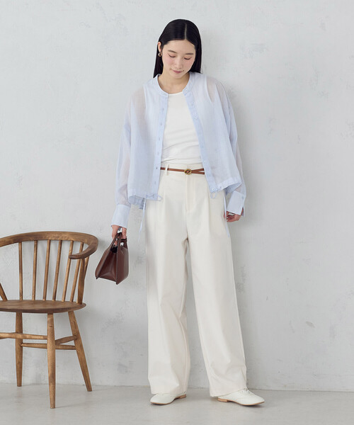 COMME CA ISM(コムサイズム)の「【セットアイテム】シアーシャツ+タンクトップ(Tシャツ/カットソー・レディース・ホワイト/チャコール/サックスブルー・LARGE/MEDIUM)」の12枚目の写真