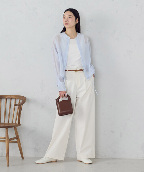 COMME CA ISM(コムサイズム)の「【セットアイテム】シアーシャツ+タンクトップ(Tシャツ/カットソー・レディース・ホワイト/チャコール/サックスブルー・LARGE/MEDIUM)」の13枚目の写真
