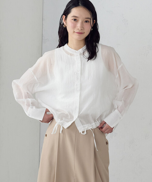 COMME CA ISM(コムサイズム)の「【セットアイテム】シアーシャツ+タンクトップ(Tシャツ/カットソー・レディース・ホワイト/チャコール/サックスブルー・LARGE/MEDIUM)」の1枚目の写真