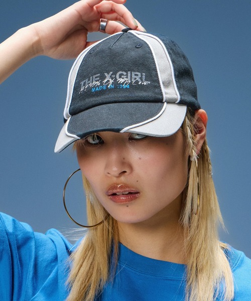 X-girl(エックスガール)の「PANELED 6PANEL CAP(キャップ・レディース・ブラック/オリーブ・ONE SIZE)」の2枚目の写真