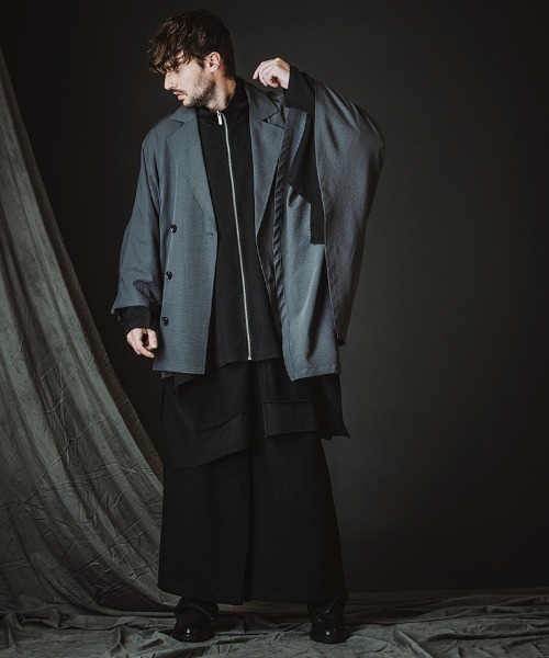 NO ID.(ノーアイディ)の「mp14811-ワイドラップトラウザーズ パンツ(458006-439P)(その他パンツ・メンズ・ミックスグレー/ブラック・2/1)」の12枚目の写真