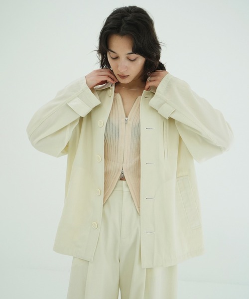 CLANE(クラネ)の「WOOL NYLON SINGLE JACKET(ナイロンジャケット・レディース・ブラック/ライトベージュ/グリーン・1/2)」の2枚目の写真