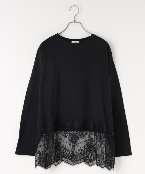 LOWRYS FARM（ローリーズファーム）の「レースレイヤードＬＳ 663968（Tシャツ/カットソー・レディース・ブラック/ホワイト・FREE）」の11枚目の写真