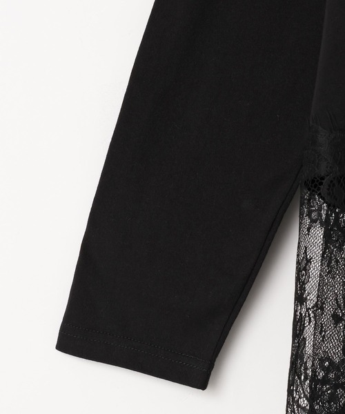 LOWRYS FARM（ローリーズファーム）の「レースレイヤードＬＳ 663968（Tシャツ/カットソー・レディース・ブラック/ホワイト・FREE）」の8枚目の写真