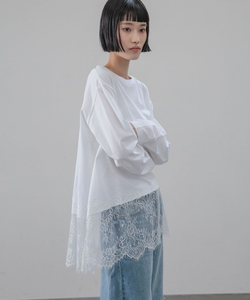LOWRYS FARM(ローリーズファーム)の「レースレイヤードLS 663968(Tシャツ/カットソー・レディース・ブラック/ホワイト・FREE)」の12枚目の写真