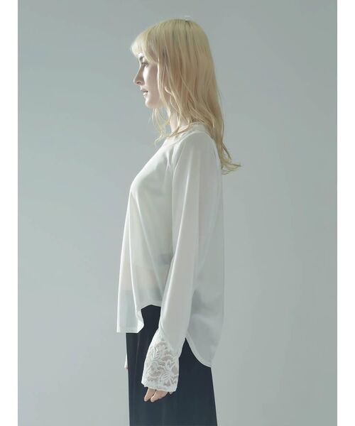 :ETHROF(イーサオブ)の「LACE×SHEER STRETCH TOPS(Tシャツ/カットソー・レディース・ブラック/ホワイト・MEDIUM)」の14枚目の写真