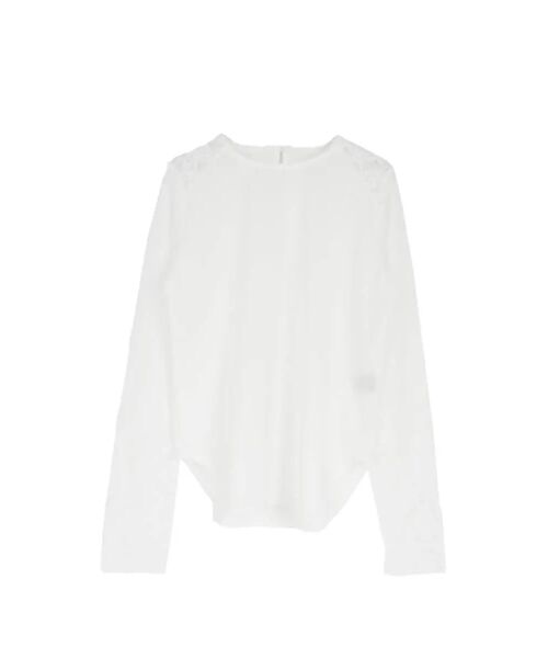 :ETHROF(イーサオブ)の「LACE×SHEER STRETCH TOPS(Tシャツ/カットソー・レディース・ブラック/ホワイト・MEDIUM)」の16枚目の写真