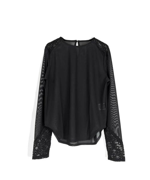 :ETHROF(イーサオブ)の「LACE×SHEER STRETCH TOPS(Tシャツ/カットソー・レディース・ブラック/ホワイト・MEDIUM)」の17枚目の写真