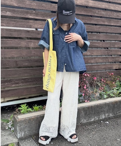 ANGIE(アンジー)の「オーバーサイズ レギュラーカラー デニム 半袖シャツ / 夏服(シャツ/ブラウス・レディース・ブルー/ネイビー/ブルー系その他・FREE)」の20枚目の写真