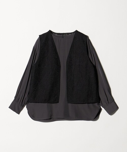 A DAY IN THE LIFE UNITED ARROWS(アデイインザライフユナイテッドアローズ)の「レースベスト+ブラウス ‐セットアイテム‐ <A DAY IN THE LIFE>(ベスト・レディース・オフホワイト/ブラック・FREE)」の2枚目の写真