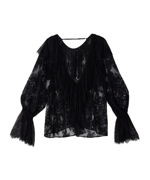 Ameri(アメリ)の「2WAY LACE RAFFLE BLOUSE(シャツ/ブラウス・レディース・ブラック/アイボリー/イエロー・FREE)」の13枚目の写真