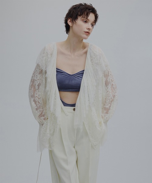 Ameri(アメリ)の「2WAY LACE RAFFLE BLOUSE(シャツ/ブラウス・レディース・ブラック/アイボリー/イエロー・FREE)」の9枚目の写真