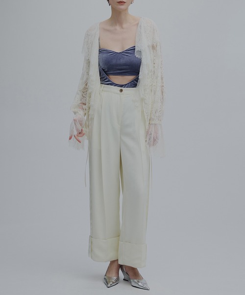 Ameri(アメリ)の「2WAY LACE RAFFLE BLOUSE(シャツ/ブラウス・レディース・ブラック/アイボリー/イエロー・FREE)」の5枚目の写真
