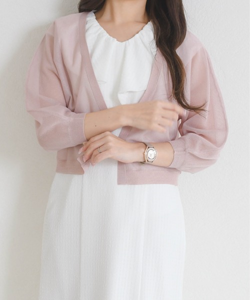 MISCH MASCH（ミッシュマッシュ）の「2026春夏新作 ラメシアーボレロカーディガン（カーディガン/ボレロ・レディース・ピンク/ブルー/ブラック/ホワイト・ﾌﾘ-）」の16枚目の写真