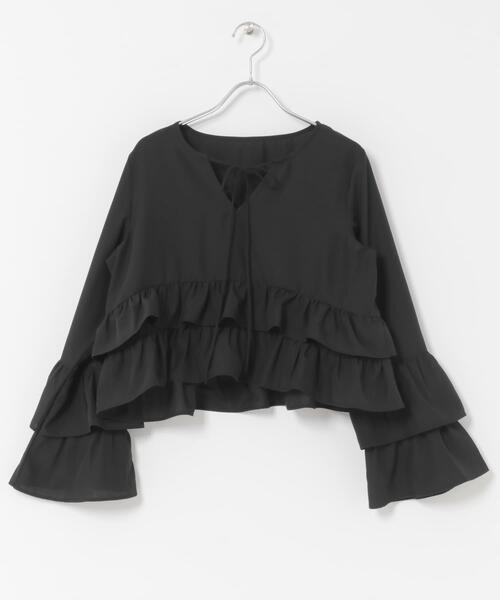 SENSE OF PLACE by URBAN RESEARCH（センスオブプレイスバイアーバンリサーチ）の「ダブルフリルブラウス（シャツ/ブラウス・レディース・オフホワイト/ブラック/ベージュ・ONE）」の10枚目の写真