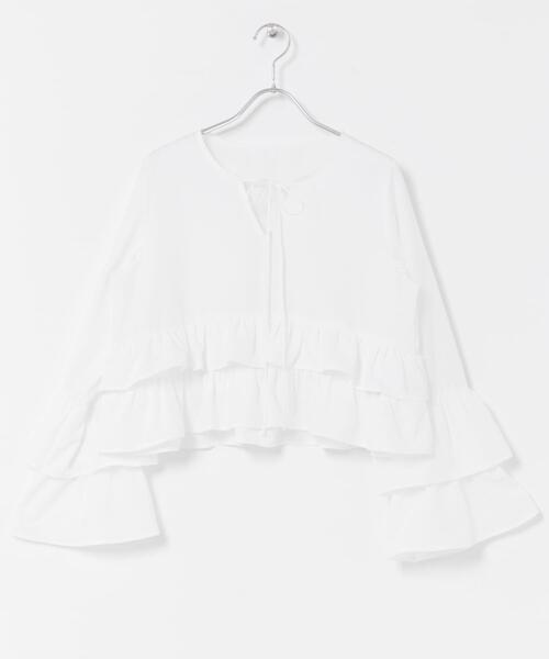 SENSE OF PLACE by URBAN RESEARCH（センスオブプレイスバイアーバンリサーチ）の「ダブルフリルブラウス（シャツ/ブラウス・レディース・オフホワイト/ブラック/ベージュ・ONE）」の18枚目の写真