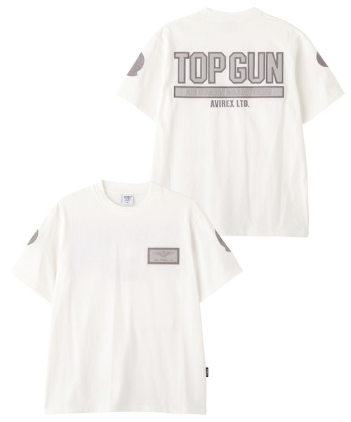 AVIREX(アヴィレックス)の「《直営店限定》S/S TOPGUN LEATHER PATCHED T-SHIRT / ショートスリーブ トップガン レザーパッチ Tシャツ / AVIREX / アヴィレックス(Tシャツ/カットソー・メンズ・ホワイト/ネイビー・M/2XL)」の1枚目の写真