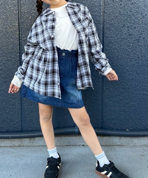 Right-on（ライトオン）の「【VIVIAN BLUE】ウエストフリル 台形デニムスカート (通園・通学 / キッズ / ポケット付き)（デニムスカート・キッズ・ライトインディゴブルー/ダークインディゴブルー・150/160/110/120/130/140）」の17枚目の写真