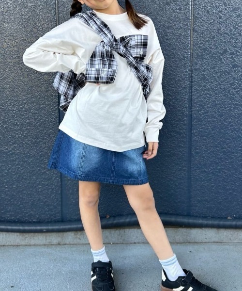 Right-on（ライトオン）の「【VIVIAN BLUE】ウエストフリル 台形デニムスカート (通園・通学 / キッズ / ポケット付き)（デニムスカート・キッズ・ライトインディゴブルー/ダークインディゴブルー・150/160/110/120/130/140）」の19枚目の写真