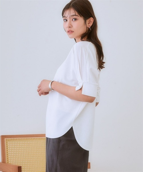 nissen(ニッセン)の「パール調ボタン付異素材切替トップス(Tシャツ/カットソー・レディース・ブラック/ミント/オフホワイト・LL/L/M/S)」の15枚目の写真