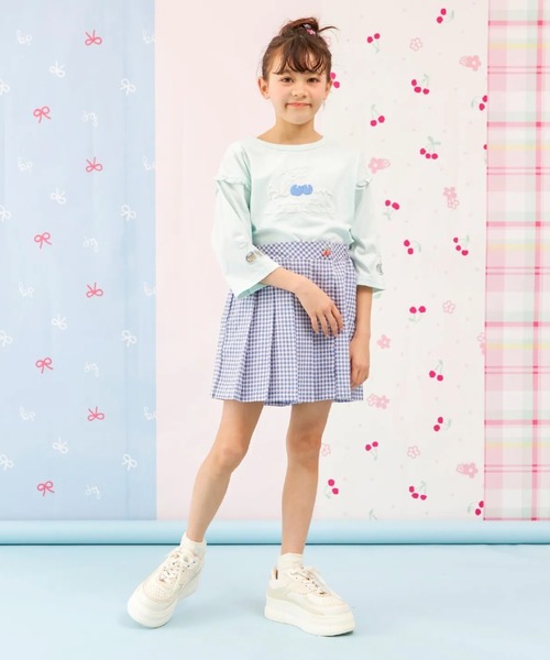 trois lapins kp（トロワラパンケーピー）の「【Trois Lapins】 7分袖Ｔシャツ（Tシャツ/カットソー・キッズ・オフホワイト/ミント・130cm/140cm/150cm/160cm/120cm）」の12枚目の写真