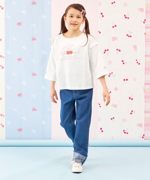 trois lapins kp（トロワラパンケーピー）の「【Trois Lapins】 7分袖Ｔシャツ（Tシャツ/カットソー・キッズ・オフホワイト/ミント・130cm/140cm/150cm/160cm/120cm）」の13枚目の写真