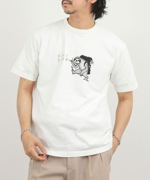 NOLLEY’S（ノーリーズ）の「別注 ナマケモノ プリントTシャツ 26SS（Tシャツ/カットソー・メンズ・ネイビー/ホワイト/ライトグレー・S/M/L）」の19枚目の写真