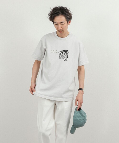 NOLLEY’S（ノーリーズ）の「別注 ナマケモノ プリントTシャツ 26SS（Tシャツ/カットソー・メンズ・ネイビー/ホワイト/ライトグレー・S/M/L）」の7枚目の写真