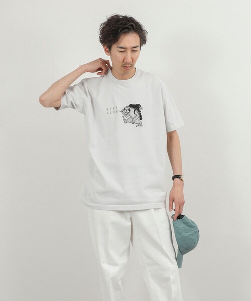 NOLLEY’S（ノーリーズ）の「別注 ナマケモノ プリントTシャツ 26SS（Tシャツ/カットソー・メンズ・ネイビー/ホワイト/ライトグレー・S/M/L）」の8枚目の写真