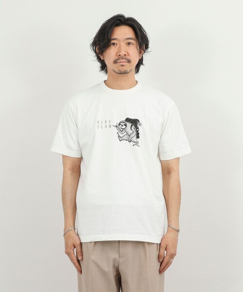 NOLLEY’S（ノーリーズ）の「別注 ナマケモノ プリントTシャツ 26SS（Tシャツ/カットソー・メンズ・ネイビー/ホワイト/ライトグレー・S/M/L）」の12枚目の写真