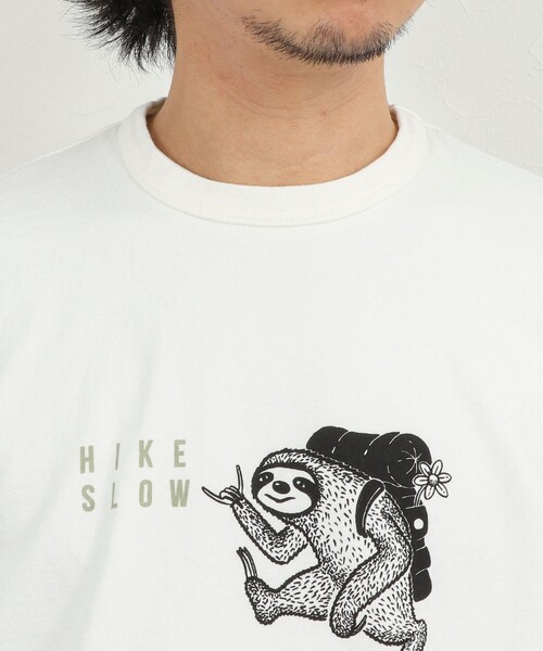 NOLLEY’S（ノーリーズ）の「別注 ナマケモノ プリントTシャツ 26SS（Tシャツ/カットソー・メンズ・ネイビー/ホワイト/ライトグレー・S/M/L）」の15枚目の写真