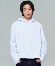 ERA（エラ）の「UNISEX CROPPED STRING HOODIE - HEATHER GRAY（パーカー）」