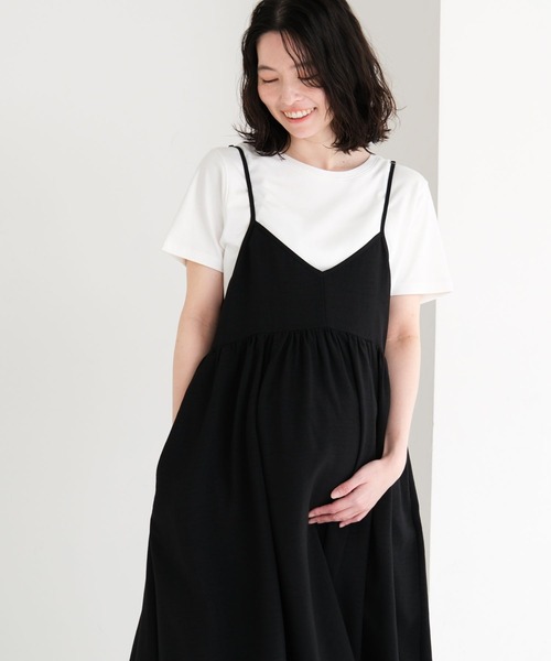 LEPSIM(レプシィム)の「《リネンライクドライシリーズ》【産前・産後対応】マタニティ/2WAYキャミワンピース 639033(マタニティウェア/グッズ・レディース・ベージュ/ブラック・FREE)」の16枚目の写真