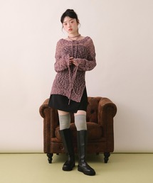 loin nuit ロワンニュイ レースアップグリッターニット loin nuit カーディガン glitter sheer cardigan / グリッターシアー
