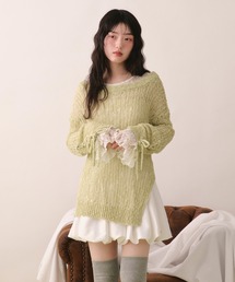 loin nuit（ロワンニュイ）の「asymmetry lace up knit / アシンメトリーレースアップニット（ニット/セーター）」