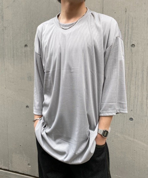 link lot（リンクロット）の「エンボスプリーツ無地ビッグシルエットTシャツ（Tシャツ/カットソー・メンズ・ブラウン/ライトグレー/ホワイト/ブラック・L/M）」の19枚目の写真