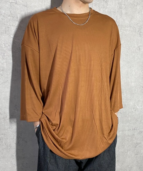 link lot（リンクロット）の「エンボスプリーツ無地ビッグシルエットTシャツ（Tシャツ/カットソー・メンズ・ブラウン/ライトグレー/ホワイト/ブラック・L/M）」の13枚目の写真