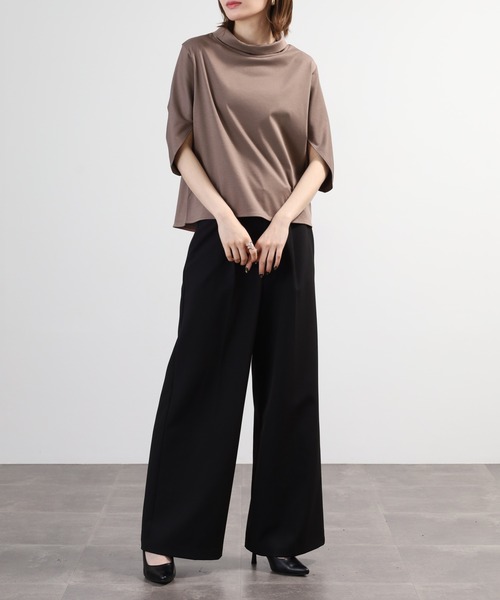BRODIAEA(ブローディア)の「BRODIAEA シルク混ボトルネックカットソープルオーバー 半端袖(Tシャツ/カットソー・レディース・モカ/オフホワイト/ネイビー・40)」の20枚目の写真