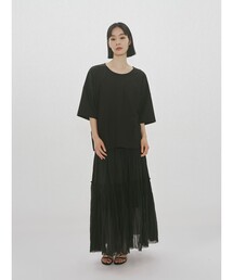 MIDIUMISOLID for Ladies シアーティアードスカート