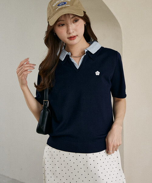MARY QUANT × PUBLUX/マリークワント チェック シャツ レイヤード風
