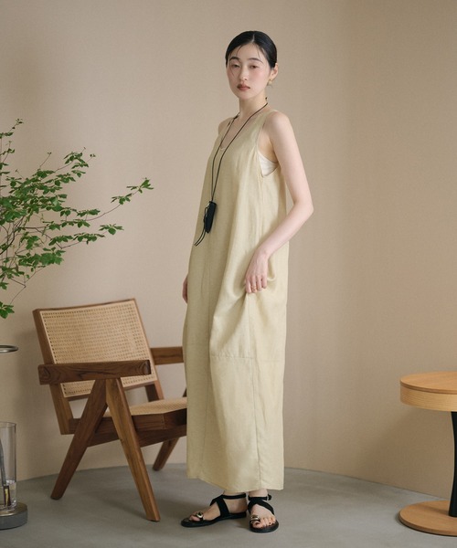 LAULEN(ローレン)の「cocoon sleeveless dress /コクーンシルエットノースリーブワンピース(ワンピース・レディース・ネイビー/ベージュ・FREE)」の1枚目の写真