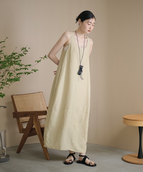 LAULEN(ローレン)の「cocoon sleeveless dress /コクーンシルエットノースリーブワンピース(ワンピース・レディース・ネイビー/ベージュ・FREE)」の8枚目の写真
