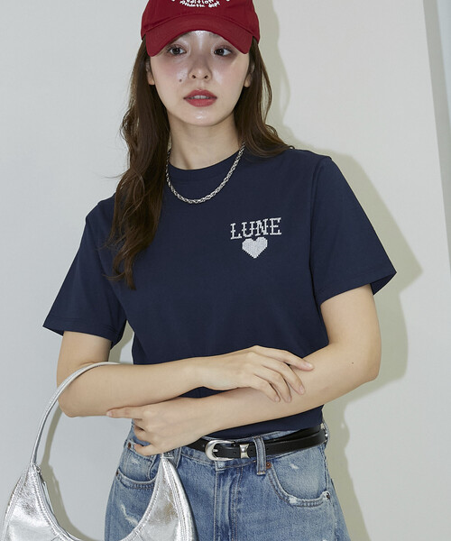 PUBLUX(パブリュクス)の「PUBLUX/パブリュクス ハート クロスステッチ Tシャツ 限定展開(Tシャツ/カットソー・レディース・ライトグレー/ピンク/ネイビー/イエロー・フリ-)」の3枚目の写真