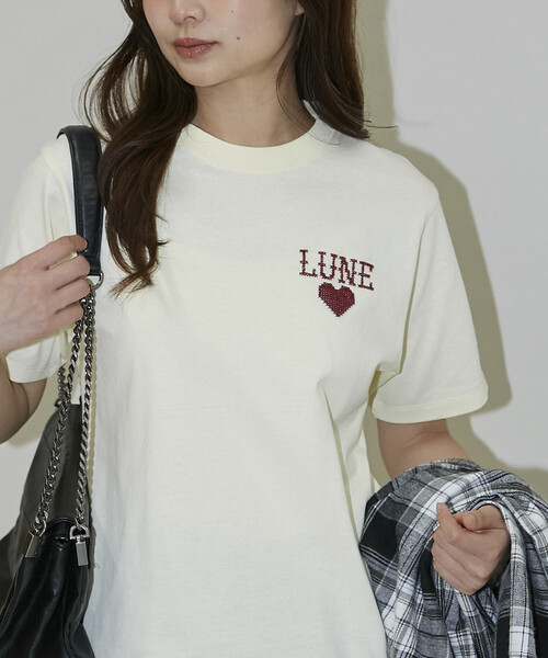 PUBLUX(パブリュクス)の「PUBLUX/パブリュクス ハート クロスステッチ Tシャツ 限定展開(Tシャツ/カットソー・レディース・ライトグレー/ピンク/ネイビー/イエロー・フリ-)」の7枚目の写真