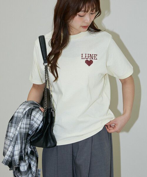 PUBLUX(パブリュクス)の「PUBLUX/パブリュクス ハート クロスステッチ Tシャツ 限定展開(Tシャツ/カットソー・レディース・ライトグレー/ピンク/ネイビー/イエロー・フリ-)」の8枚目の写真