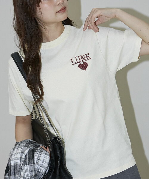 PUBLUX(パブリュクス)の「PUBLUX/パブリュクス ハート クロスステッチ Tシャツ 限定展開(Tシャツ/カットソー・レディース・ライトグレー/ピンク/ネイビー/イエロー・フリ-)」の12枚目の写真