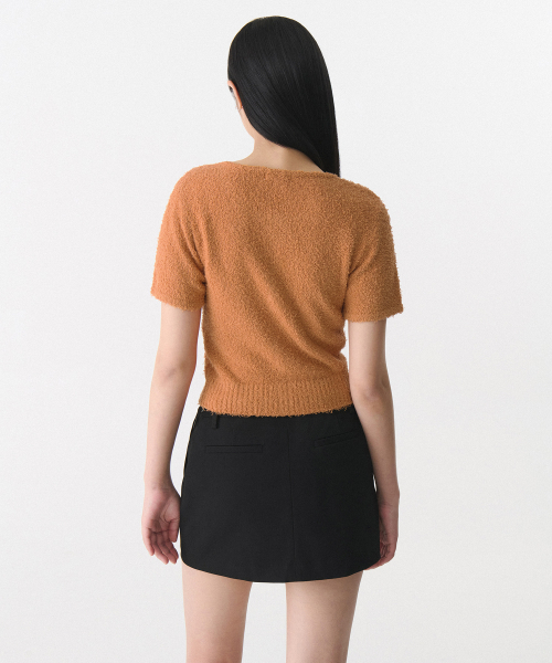 MUSINSA STANDARD WOMAN（ムシンサスタンダードウーマン）の「ウィメンズファンシーヤーンラウンドネック半袖カーディガン[ダスティオレンジ]（カーディガン/ボレロ・レディース・その他・X-SMALL/SMALL/MEDIUM/LARGE）」の2枚目の写真