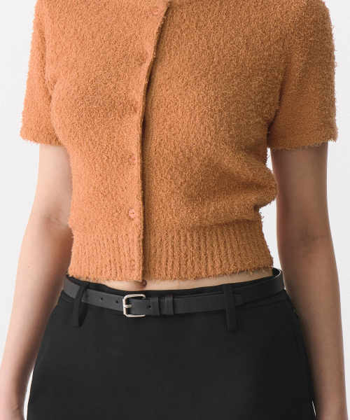 MUSINSA STANDARD WOMAN（ムシンサスタンダードウーマン）の「ウィメンズファンシーヤーンラウンドネック半袖カーディガン[ダスティオレンジ]（カーディガン/ボレロ・レディース・その他・X-SMALL/SMALL/MEDIUM/LARGE）」の4枚目の写真