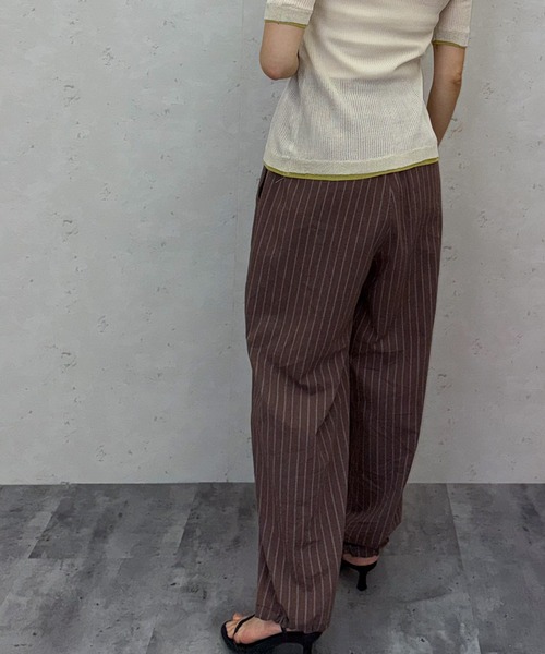 Per sist ence(パーシエンス)の「リネンライクストライプタックイージーパンツ(その他パンツ・レディース・ブラック/アイボリー/ブラウン・ONE SIZE)」の8枚目の写真
